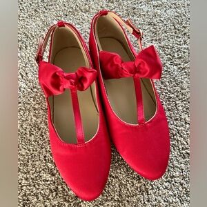 Janie and Jack red satin shoes